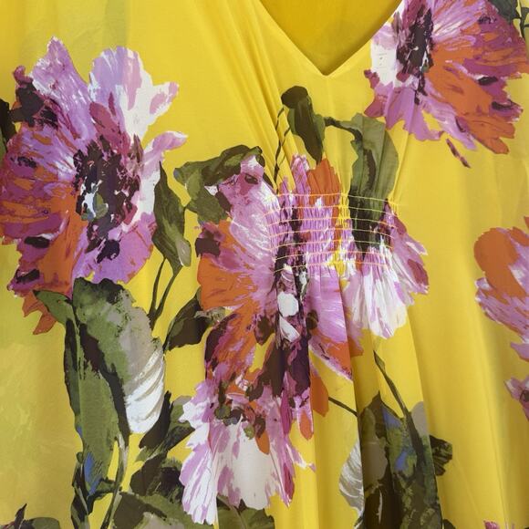 Trina Turk Mimosa Yellow Floral Print Shift Gentle Dress Small Resort Summer - Picture 7 of 11